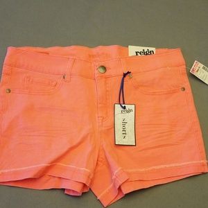Neon denim shorts
